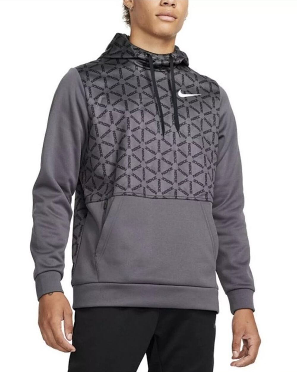 Nike Therma Printed Pullover Men's Hoodie Gray Extra Large
